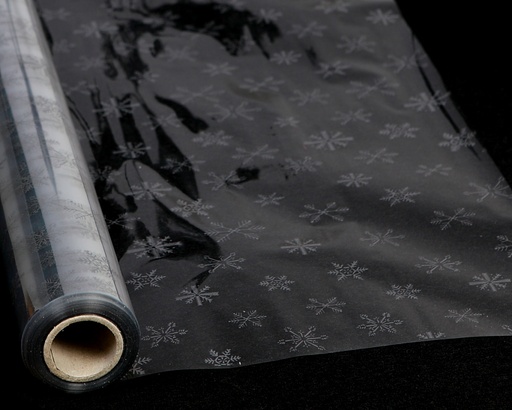 ROLLO CELOFAN DECORADO COPOS DE NIEVE 80CM