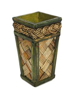 MACETERO TRENZA CUADRADO MADERA 20CM