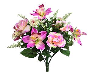 RAMO ROSAS Y ORQUIDEAS ARTIFICIAL 40 CM 