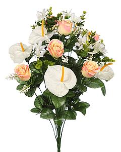 RAMO ROSAS Y ANTURIUM ARTIFICIAL 60 CM  