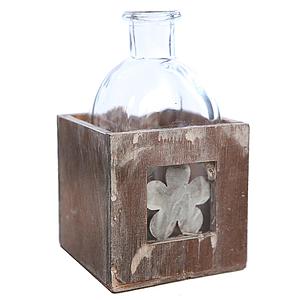 CAJA MADERA BOTE CRISTAL 14CM