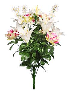 RAMO ROSAS LILYS Y DELPHINIUM 60 CM