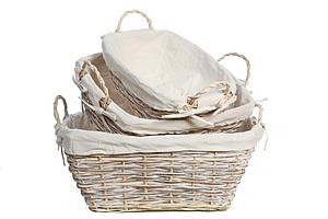 SET 3 CESTAS BLANCAS PLANAS 17CM
