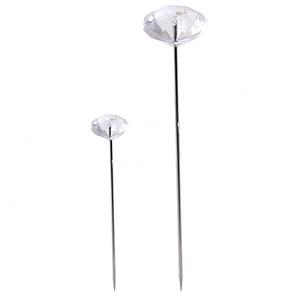 CAJA 85 ALFILERES DE CABEZA DIAMANTE TRANSPARENTE 4CM