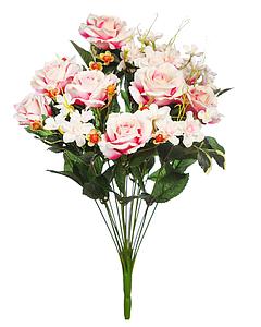 BOUQUET DE ROSAS Y GIPSOFILA ARTIFICIAL 50CM