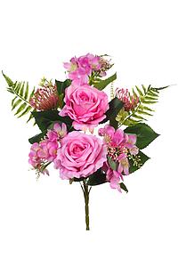 RAMO ROSAS Y HELECHO ARTIFICIAL 46CM