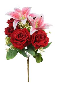 RAMO DE ROSAS Y LILIUM ARTIFICIAL 40CM