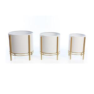 SET 3 MACETEROS CON PIE METALICO 30CM