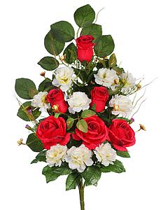 RAMO ROSAS Y CLAVELES ARTIFICIAL 52CM