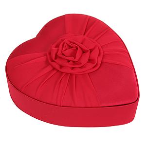 CAJA CORAZON TELA RASO ROJO 19CM 