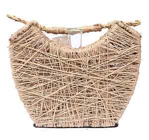 JARRON JUTE CON CRISTAL ALT 19CM 24CMX9CM